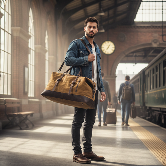 Canvas Leather Duffle Bag Lifestyle