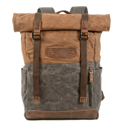 Vintage Canvas Rucksack Roll Top