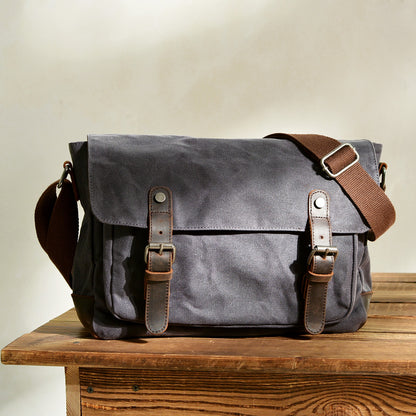 Waxed Messenger Bag for Men