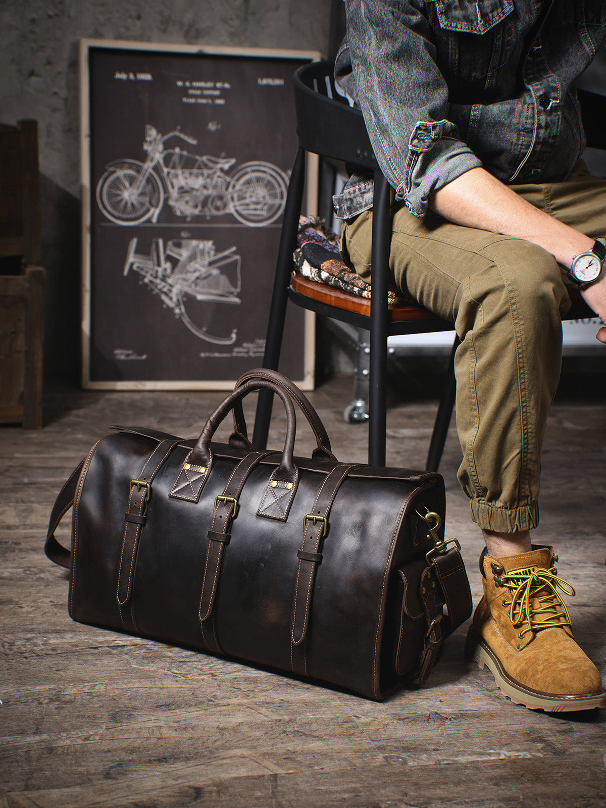 Classical Leather Duffle Bag