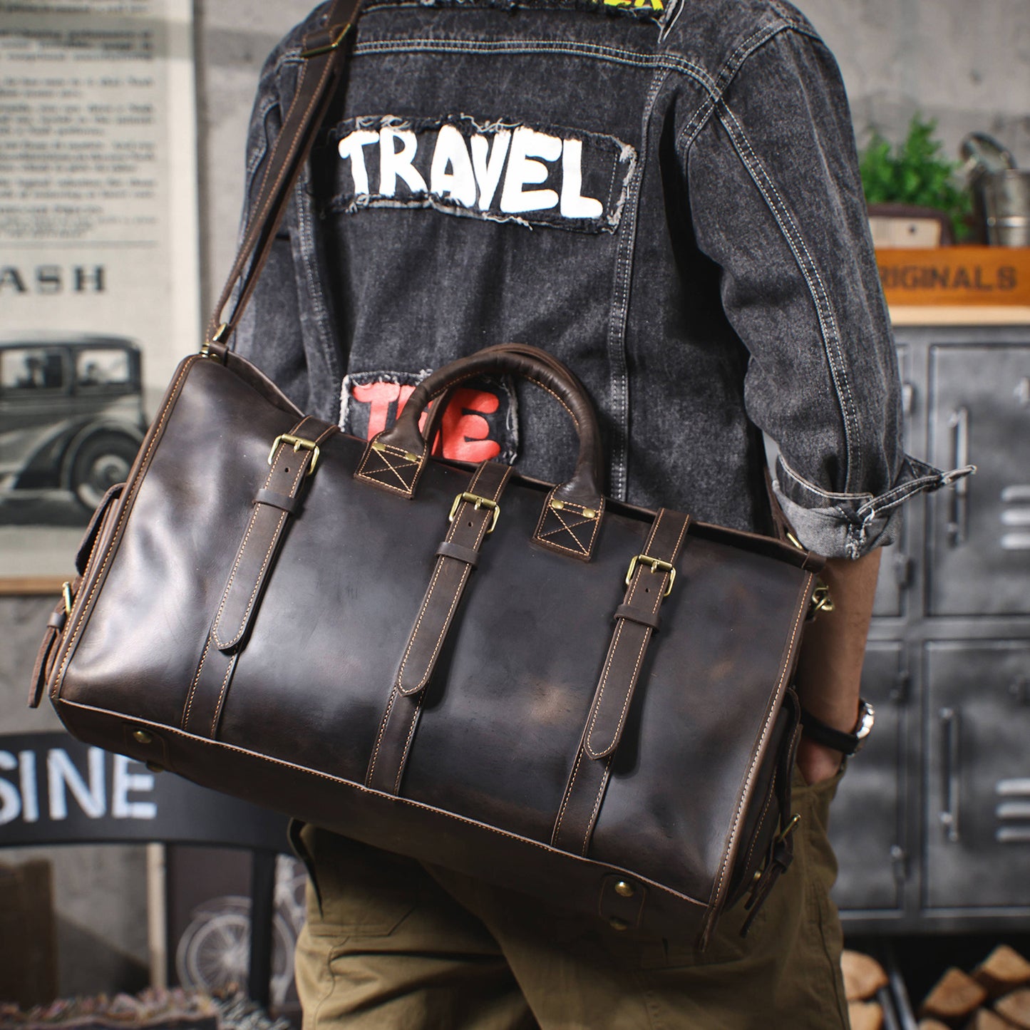 Classical Leather Duffle Bag