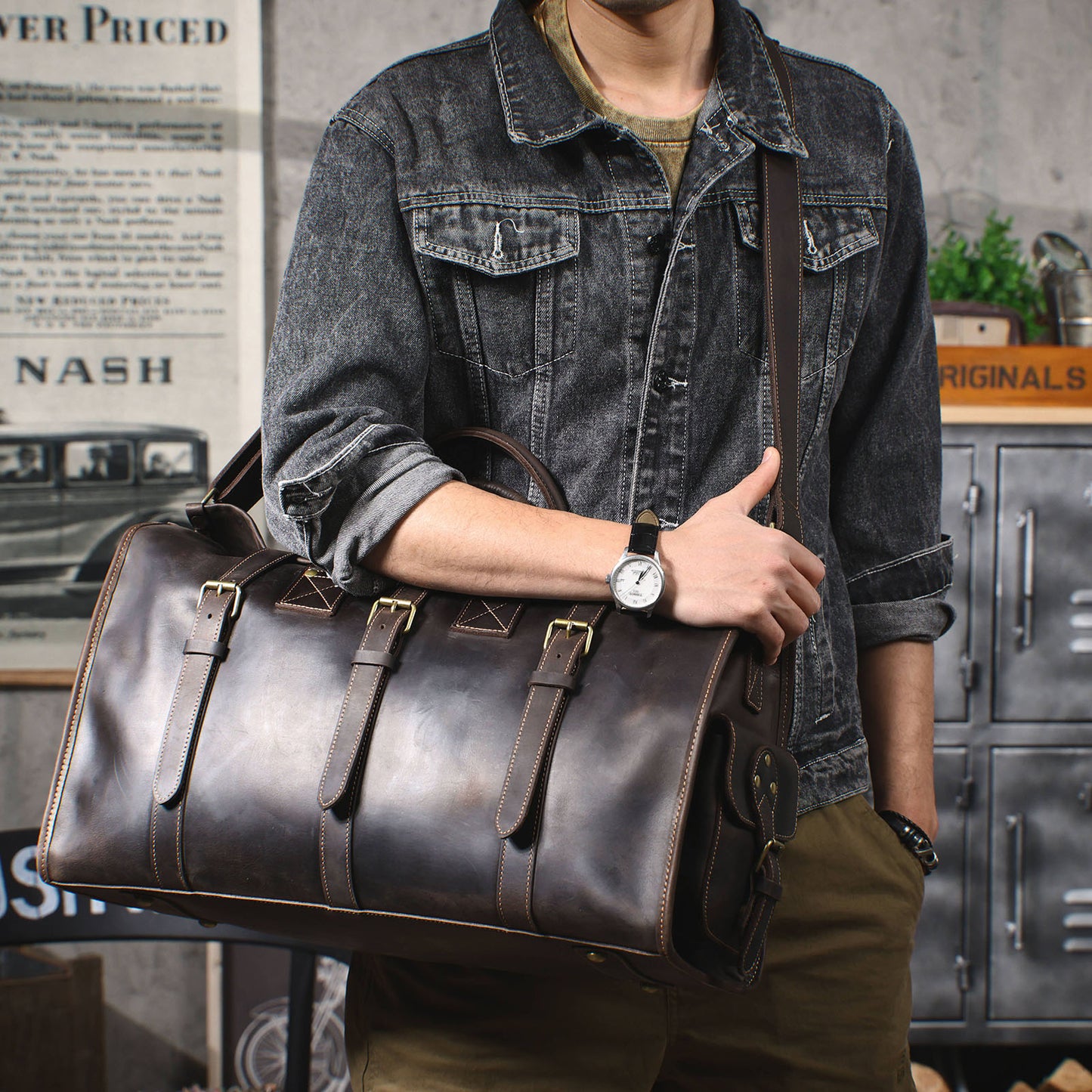 Classical Leather Duffle Bag
