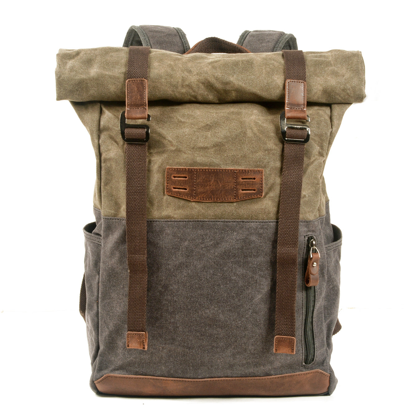 Vintage Canvas Rucksack Roll Top