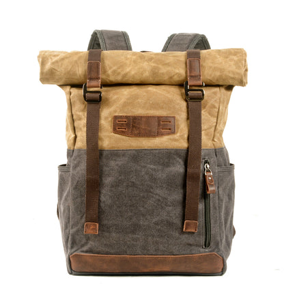 Vintage Canvas Rucksack Roll Top