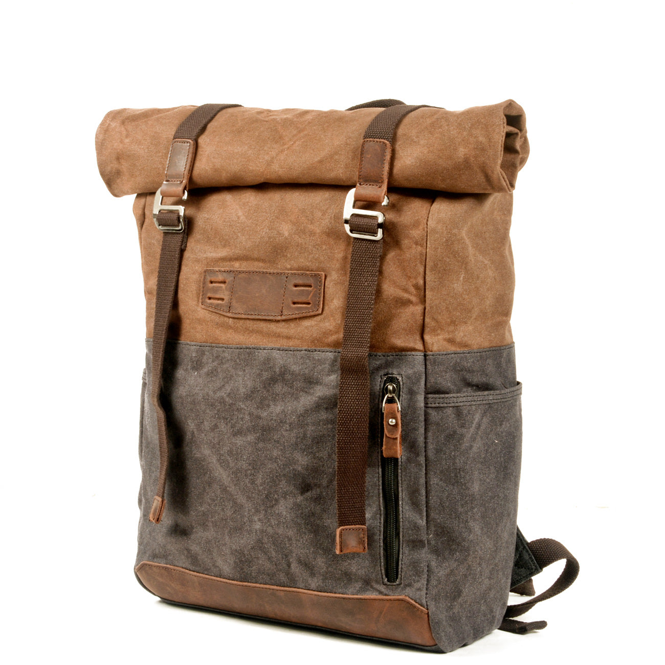 Vintage Canvas Rucksack Roll Top