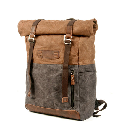 Vintage Canvas Rucksack Roll Top