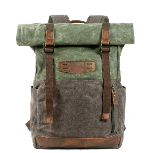 Vintage Canvas Rucksack Roll Top