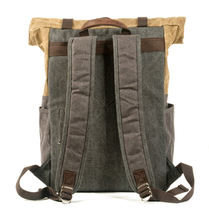 Vintage Canvas Rucksack Roll Top