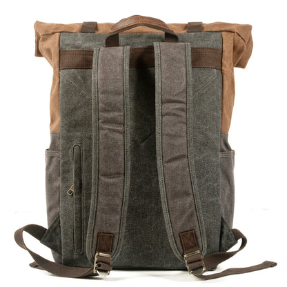 Vintage Canvas Rucksack Roll Top