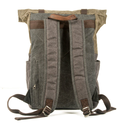 Vintage Canvas Rucksack Roll Top