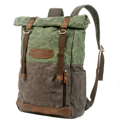Vintage Canvas Rucksack Roll Top