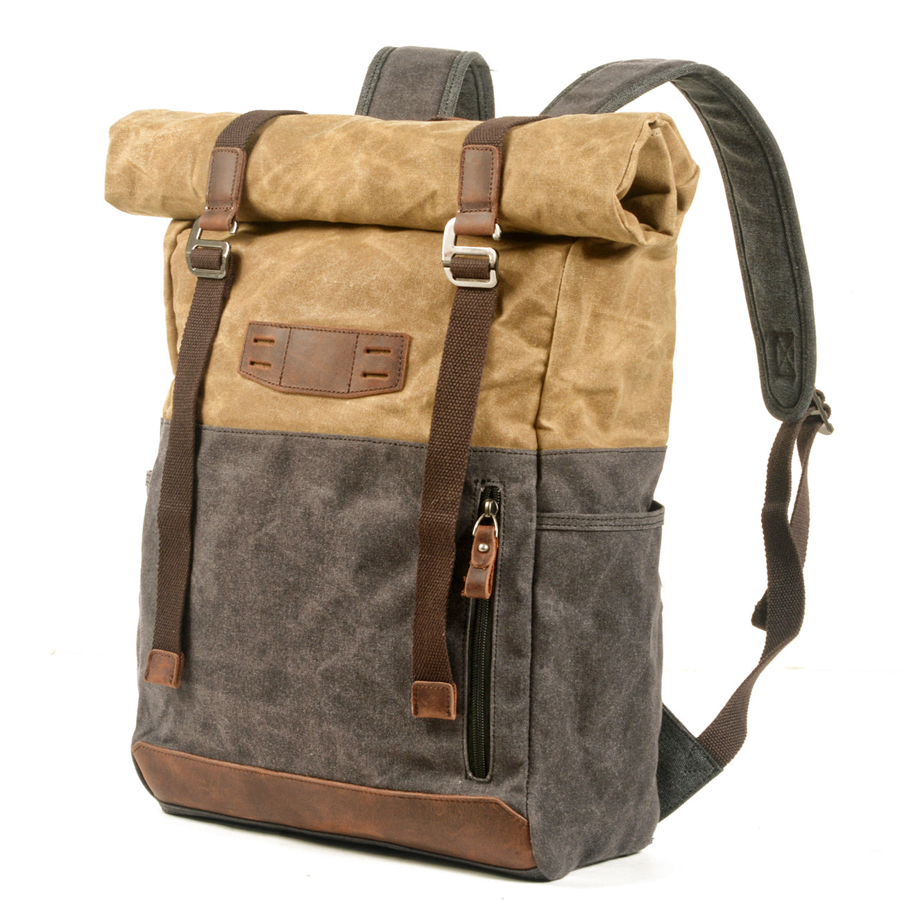 Vintage Canvas Rucksack Roll Top