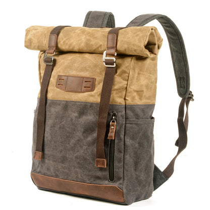 Vintage Canvas Rucksack Roll Top
