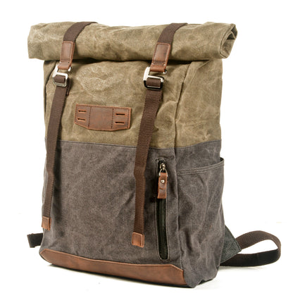 Vintage Canvas Rucksack Roll Top