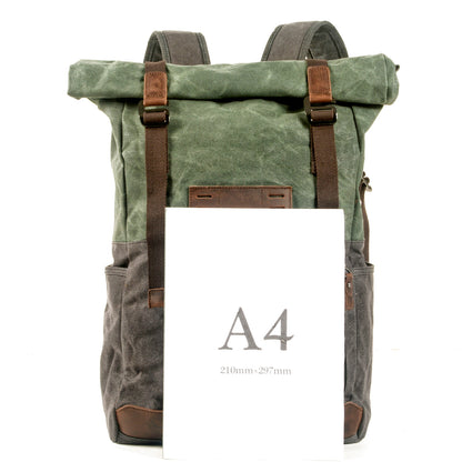 Vintage Canvas Rucksack Roll Top