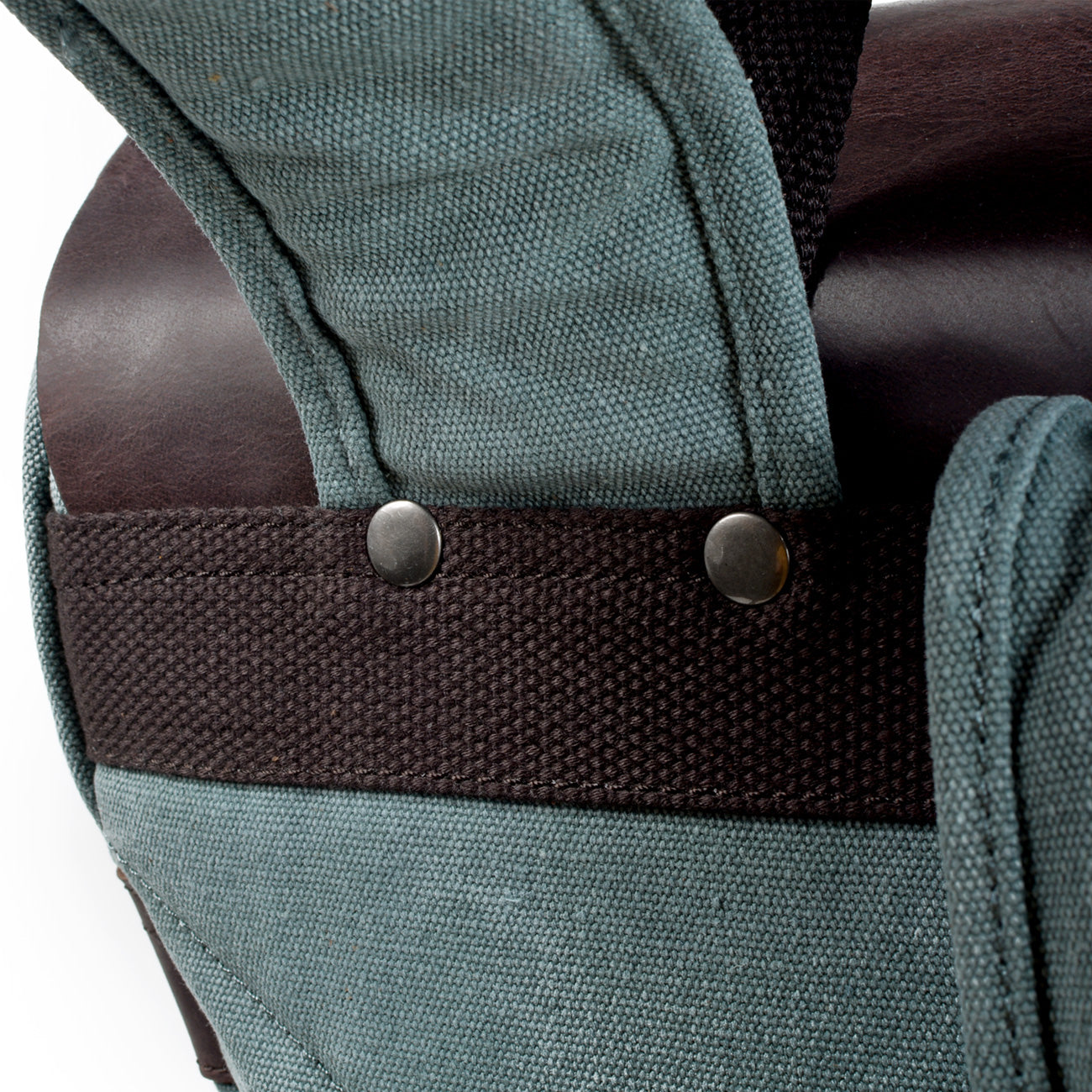Genuine Leather Flap Cover Canvas Backpack
