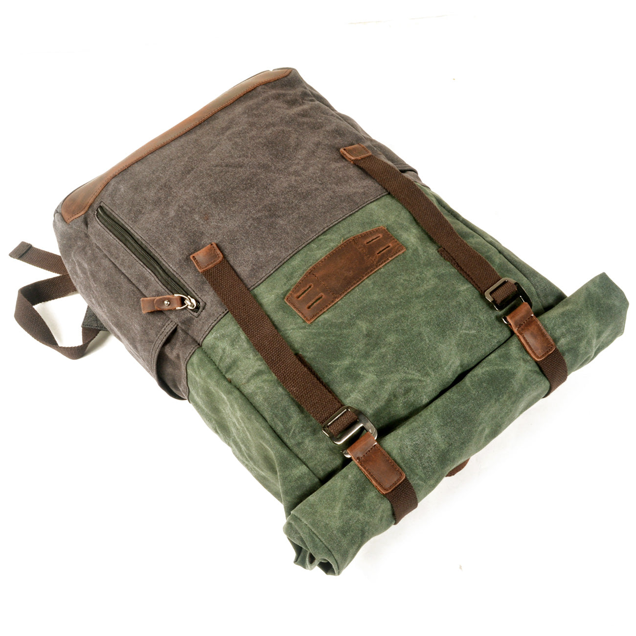 Vintage Canvas Rucksack Roll Top