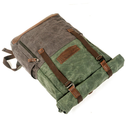 Vintage Canvas Rucksack Roll Top