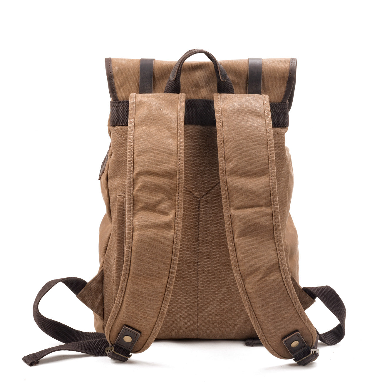 Durable Canvas Leather Backpack with Drawstring
