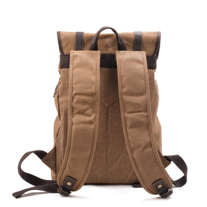 Durable Canvas Leather Backpack with Drawstring