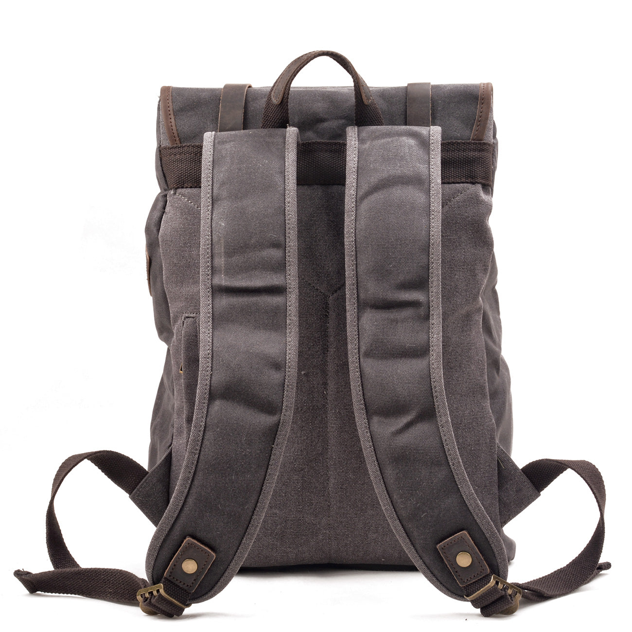 Durable Canvas Leather Backpack with Drawstring