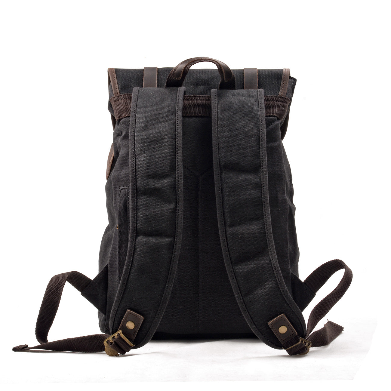 Durable Canvas Leather Backpack with Drawstring