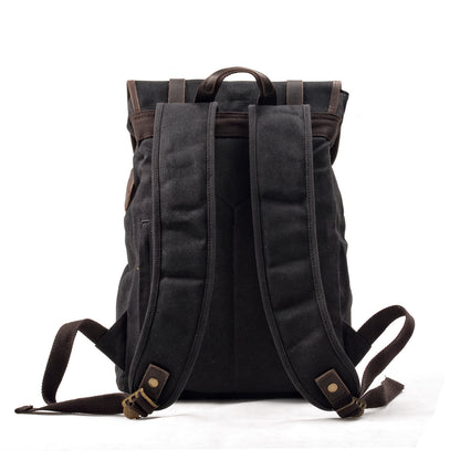 Durable Canvas Leather Backpack with Drawstring
