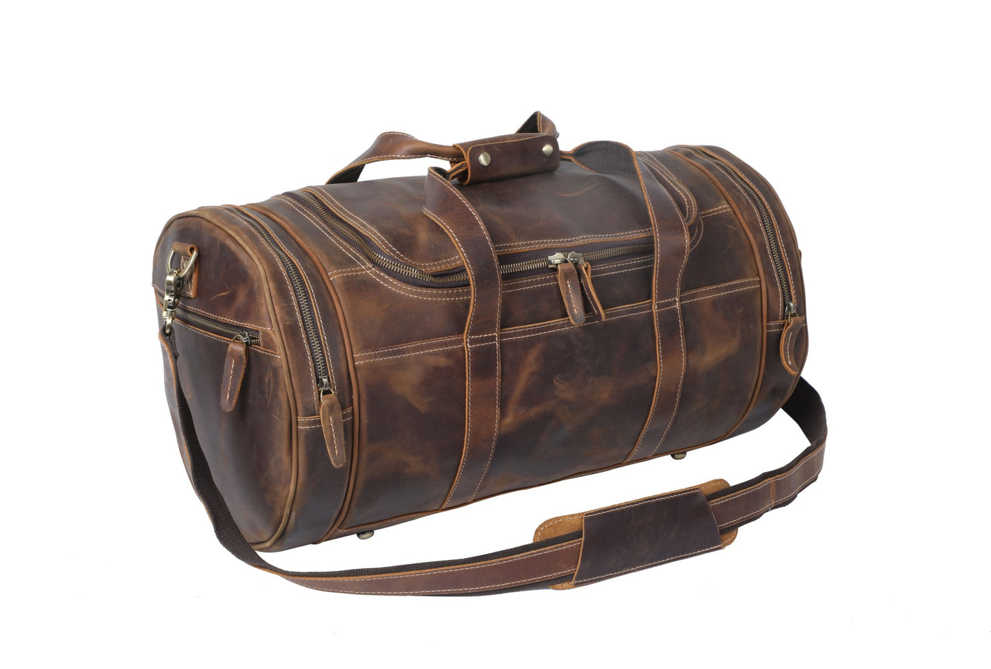 Brown Leather Barrel Bag