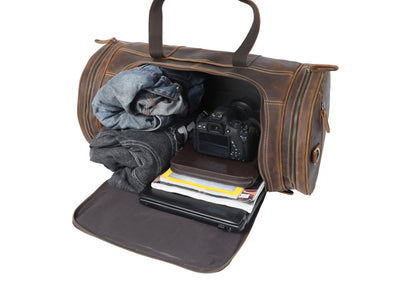 Brown Leather Barrel Bag