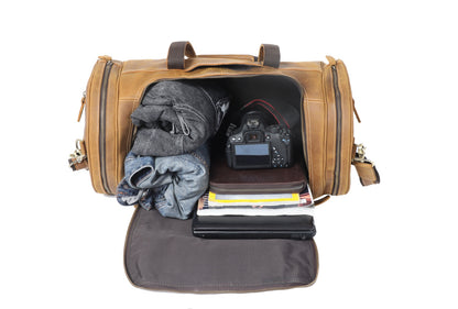 Brown Leather Barrel Bag