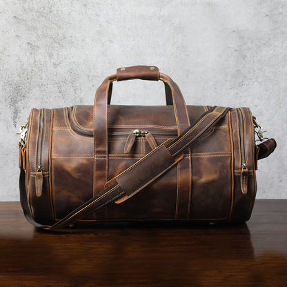 Brown Leather Barrel Bag