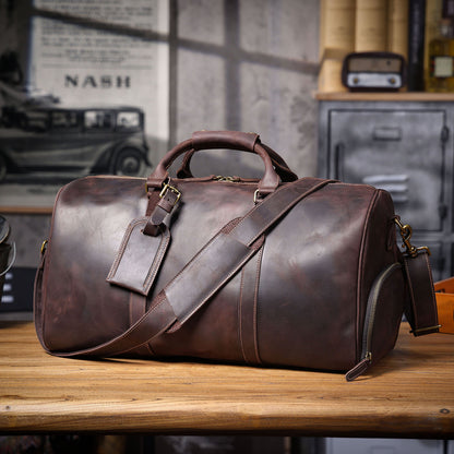 2 Size Retro Leather Traveling Bag