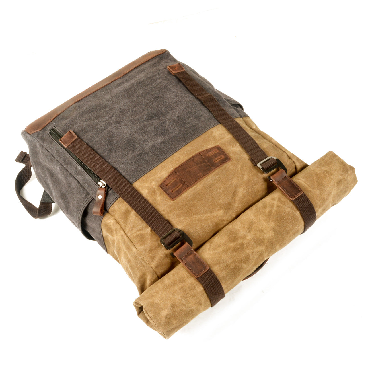 Vintage Canvas Rucksack Roll Top