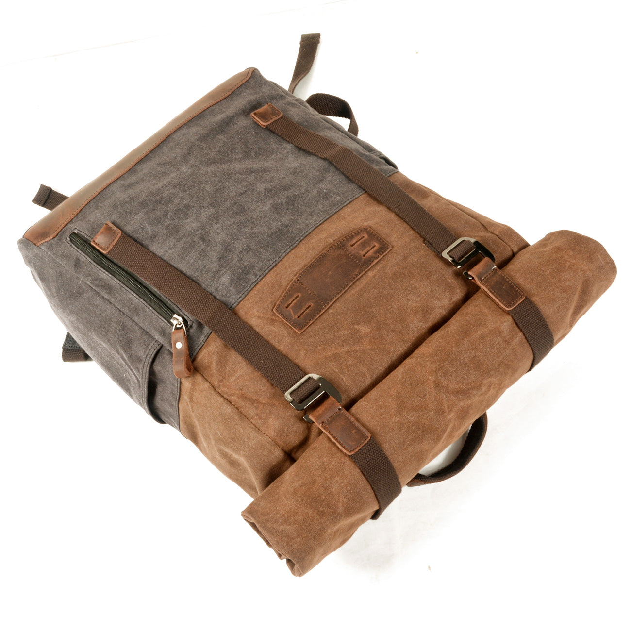 Vintage Canvas Rucksack Roll Top