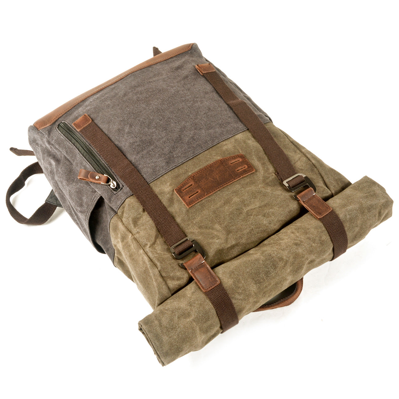 Vintage Canvas Rucksack Roll Top