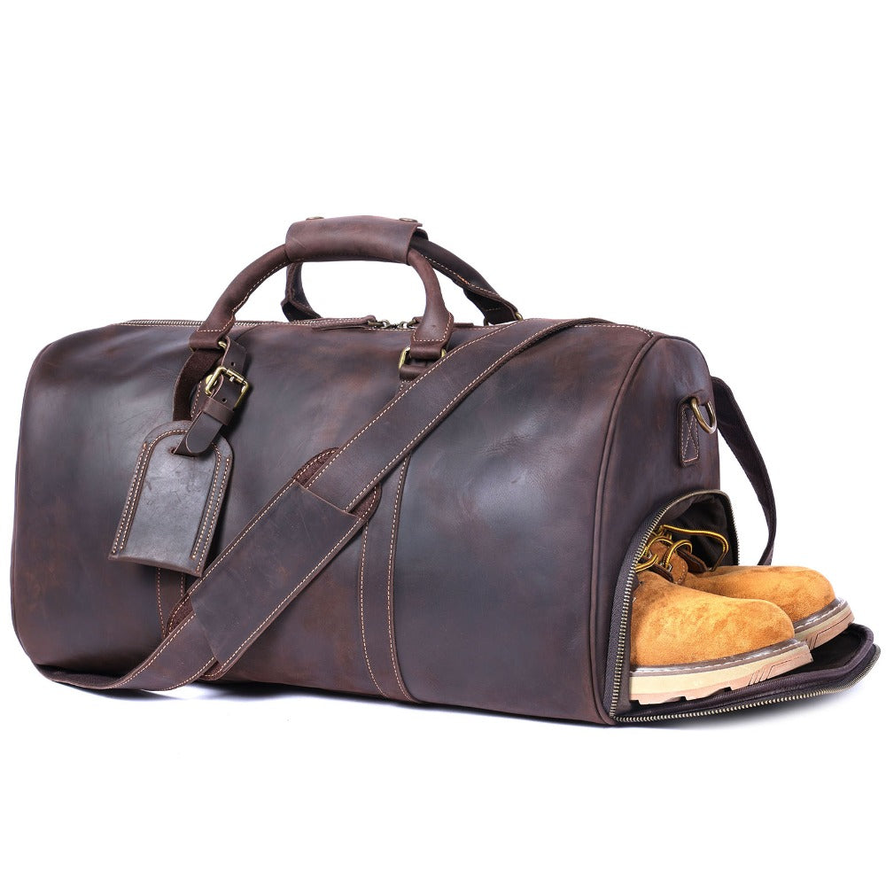 2 Size Retro Leather Traveling Bag