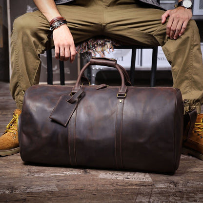 2 Size Retro Leather Traveling Bag