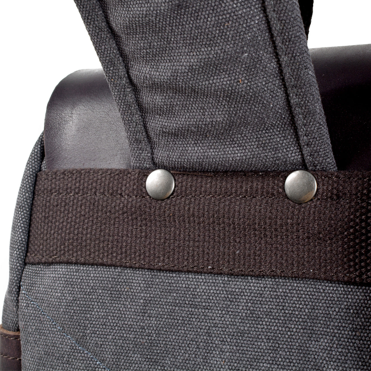 Genuine Leather Flap Cover Canvas Backpack