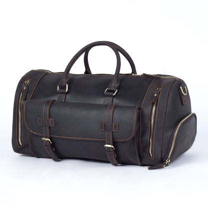 19 Inch Leather Duffel Bag with Shoe Pocket