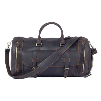 19 Inch Leather Duffel Bag with Shoe Pocket