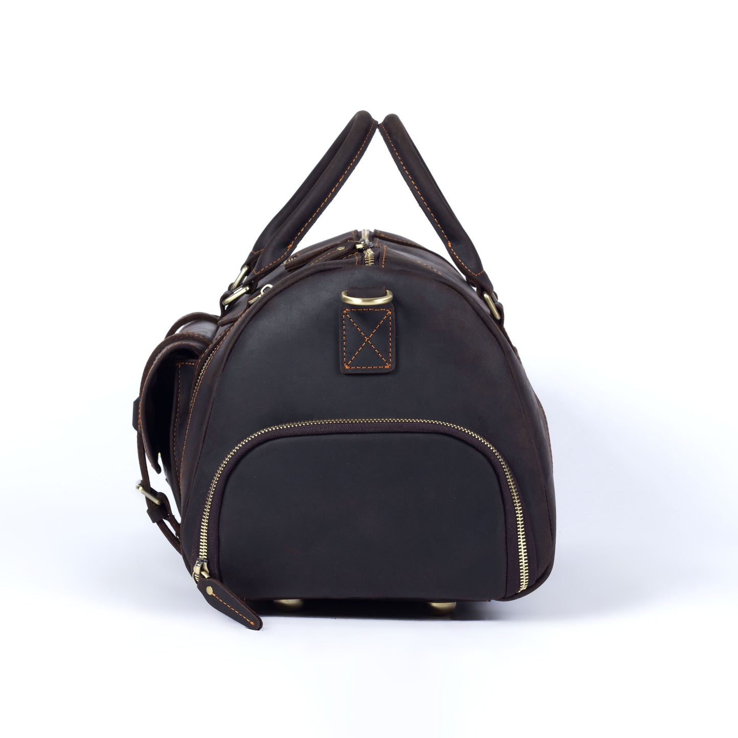 19 Inch Leather Duffel Bag with Shoe Pocket