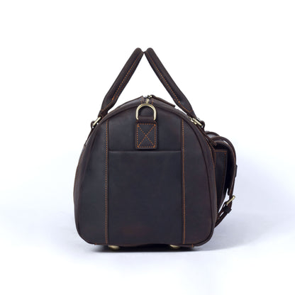 19 Inch Leather Duffel Bag with Shoe Pocket