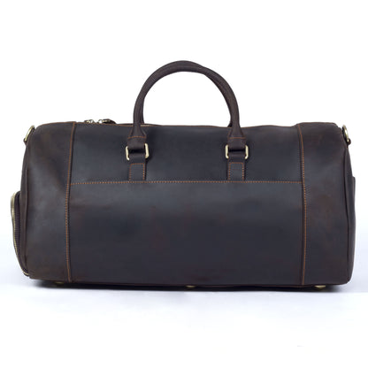 19 Inch Leather Duffel Bag with Shoe Pocket