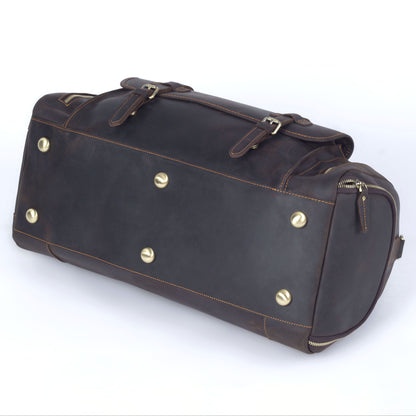 19 Inch Leather Duffel Bag with Shoe Pocket