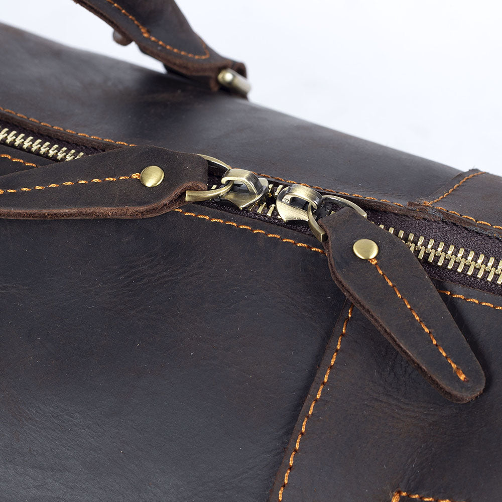 19 Inch Leather Duffel Bag with Shoe Pocket