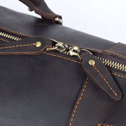 19 Inch Leather Duffel Bag with Shoe Pocket