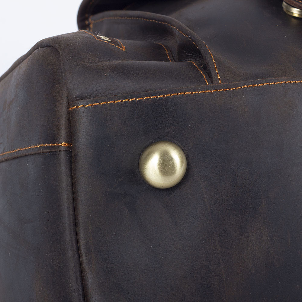 19 Inch Leather Duffel Bag with Shoe Pocket