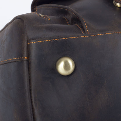 19 Inch Leather Duffel Bag with Shoe Pocket