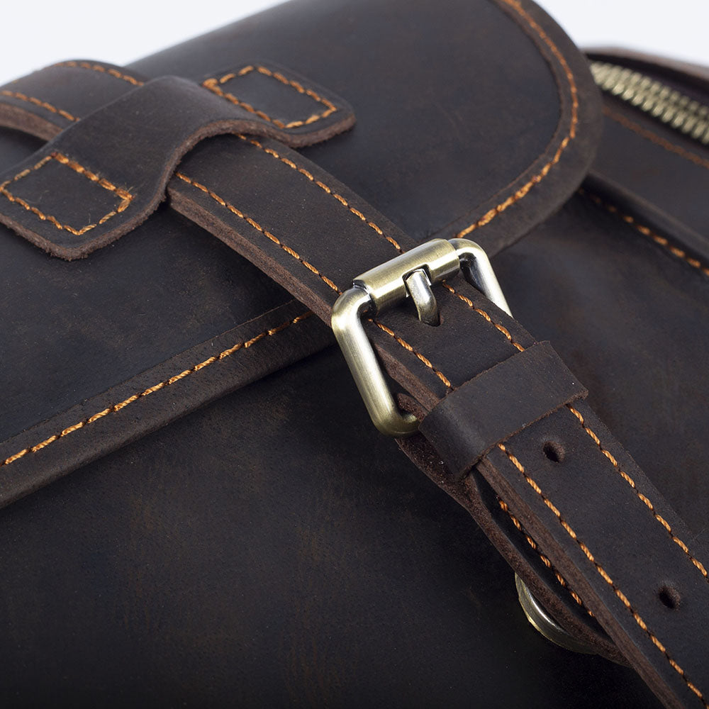 19 Inch Leather Duffel Bag with Shoe Pocket