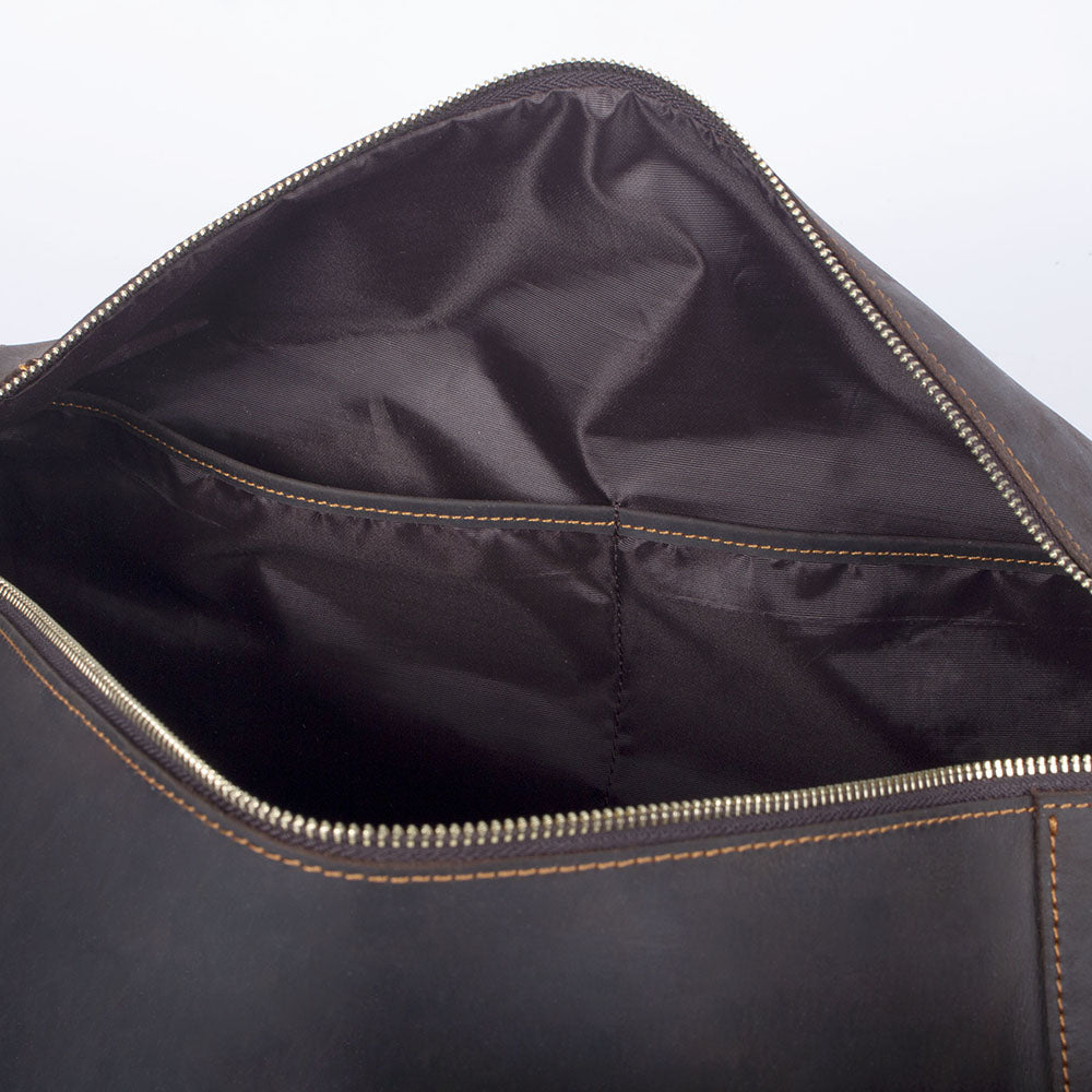 19 Inch Leather Duffel Bag with Shoe Pocket